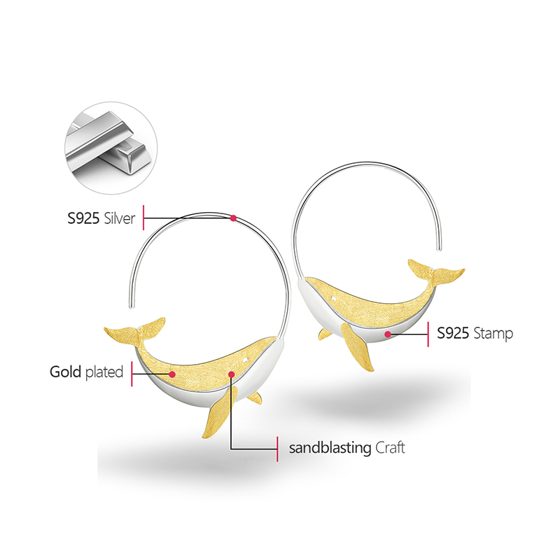 Fashionable Round Hoop Whale Earrings