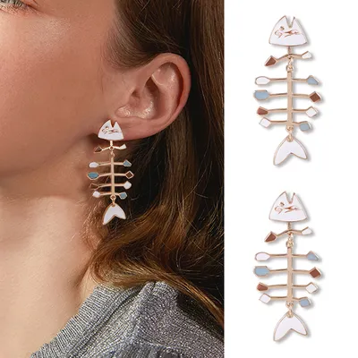 Fashionable Stud Fish Skeleton Earrings Fashionable Stud Fish Skeleton Earrings
