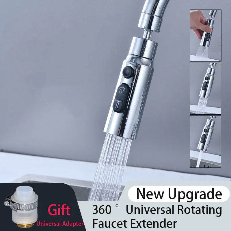 Faucet Extender 360° Universal Rotation Extension Splash Proof Aerator 3 Modes Kitchen Sink Accessory With Universal Faucet Extender 360° Universal Rotation Extension Splash Proof Aerator 3 Modes Kitchen Sink Accessory With Universal