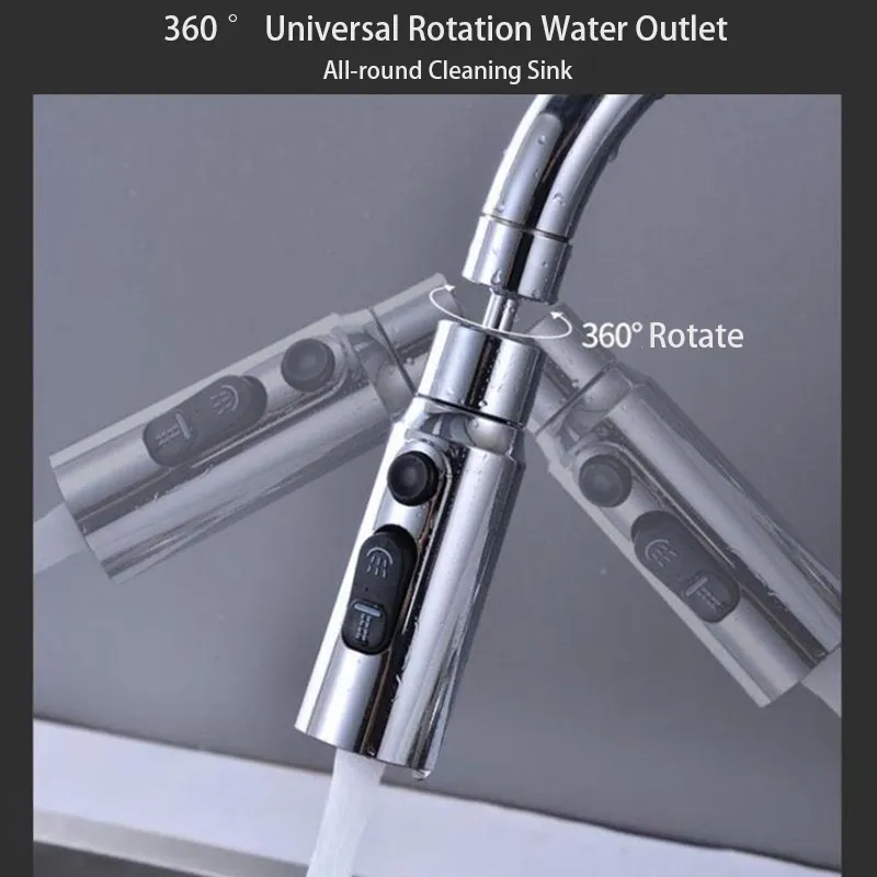 Faucet Extender 360° Universal Rotation Extension Splash Proof Aerator 3 Modes Kitchen Sink Accessory With Universal Faucet Extender 360° Universal Rotation Extension Splash Proof Aerator 3 Modes Kitchen Sink Accessory With Universal