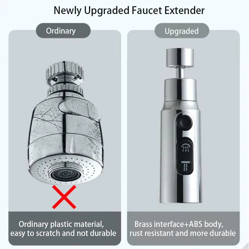 Faucet Extender 360° Universal Rotation Extension Splash Proof Aerator 3 Modes Kitchen Sink Accessory With Universal Faucet Extender 360° Universal Rotation Extension Splash Proof Aerator 3 Modes Kitchen Sink Accessory With Universal