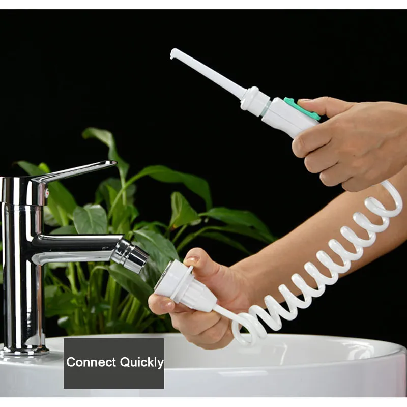 Faucet Oral Irrigator Portable Teeth Cleaner Dental Water Flosser Pressure Adjustable Water Pick Jet Flossing No Charge