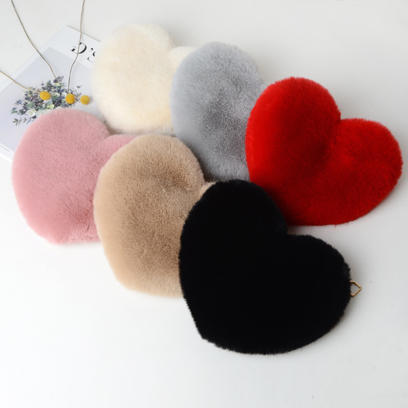 Faux Fur Heart Shaped Crossbody Bag