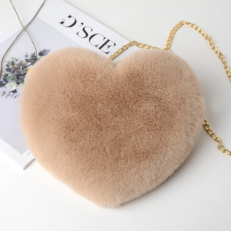 Faux Fur Heart Shaped Crossbody Bag