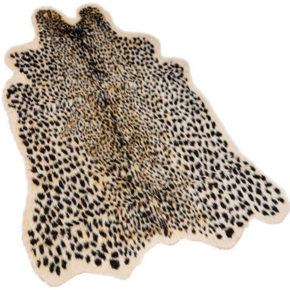 Faux Fur Leopard Print Rug