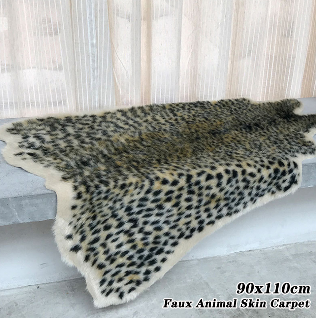 Faux Fur Leopard Print Rug