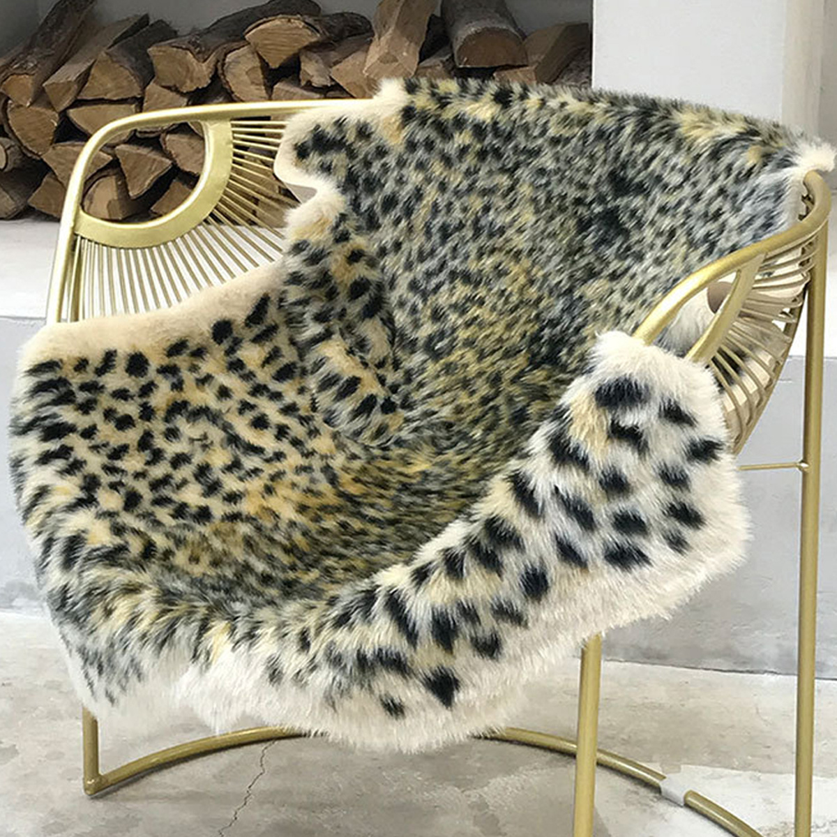 Faux Fur Leopard Print Rug