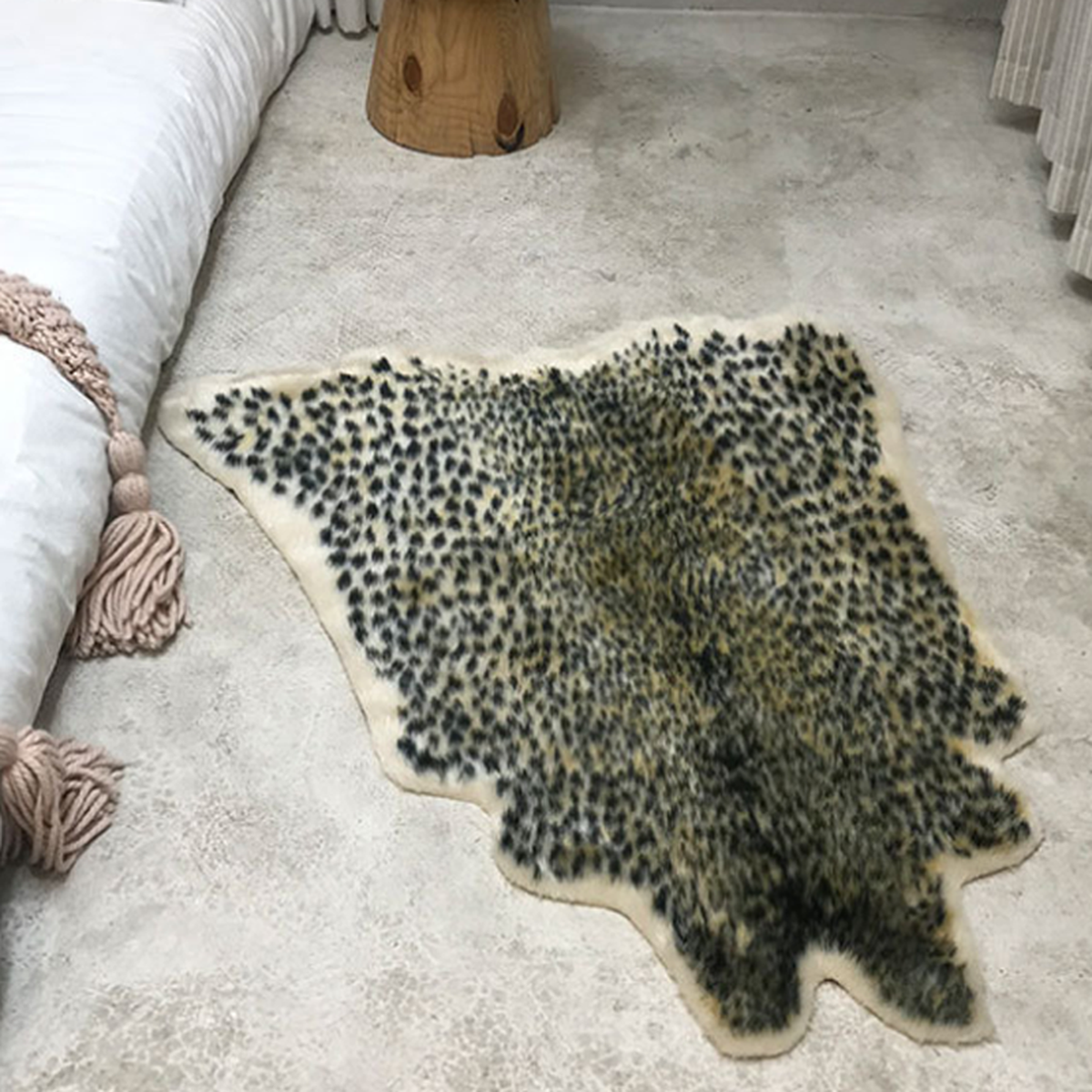 Faux Fur Leopard Print Rug