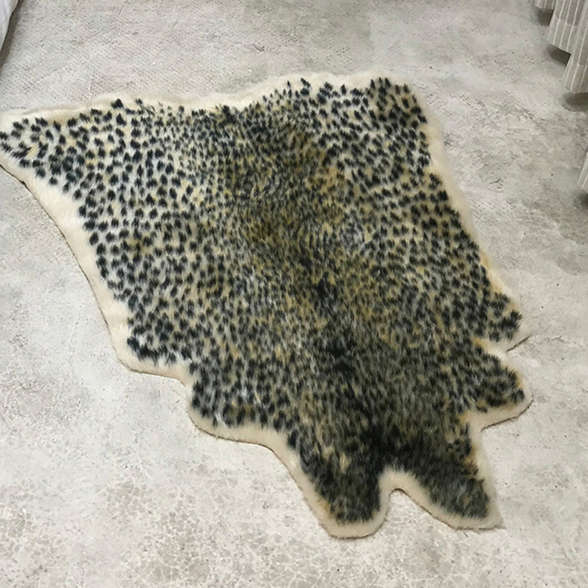 Faux Fur Leopard Print Rug