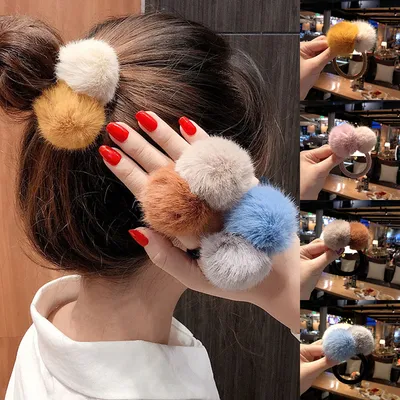 Faux Fur Pom Pom Hair Tie Faux Fur Pom Pom Hair Tie