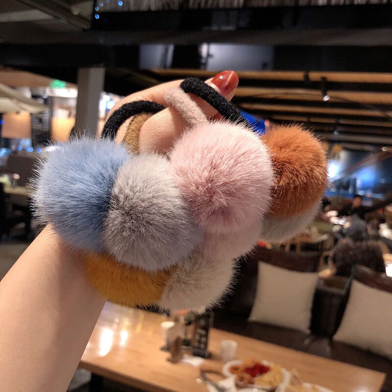 Faux Fur Pom Pom Hair Tie Faux Fur Pom Pom Hair Tie