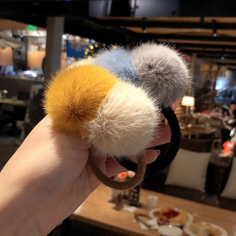 Faux Fur Pom Pom Hair Tie Faux Fur Pom Pom Hair Tie