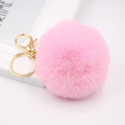Faux Fur Pom Pom Keychain Charm