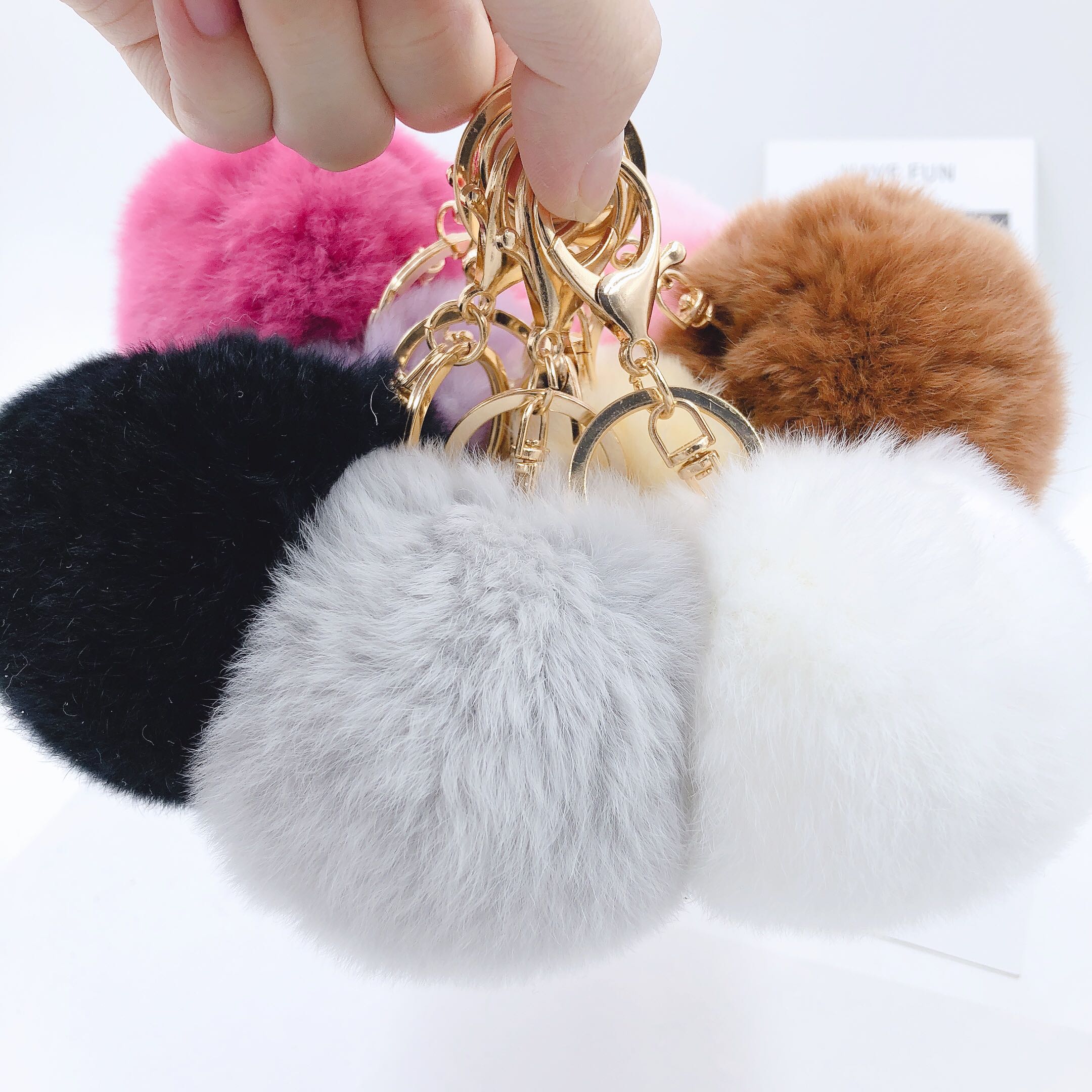 Faux Fur Pom Pom Keychain Charm