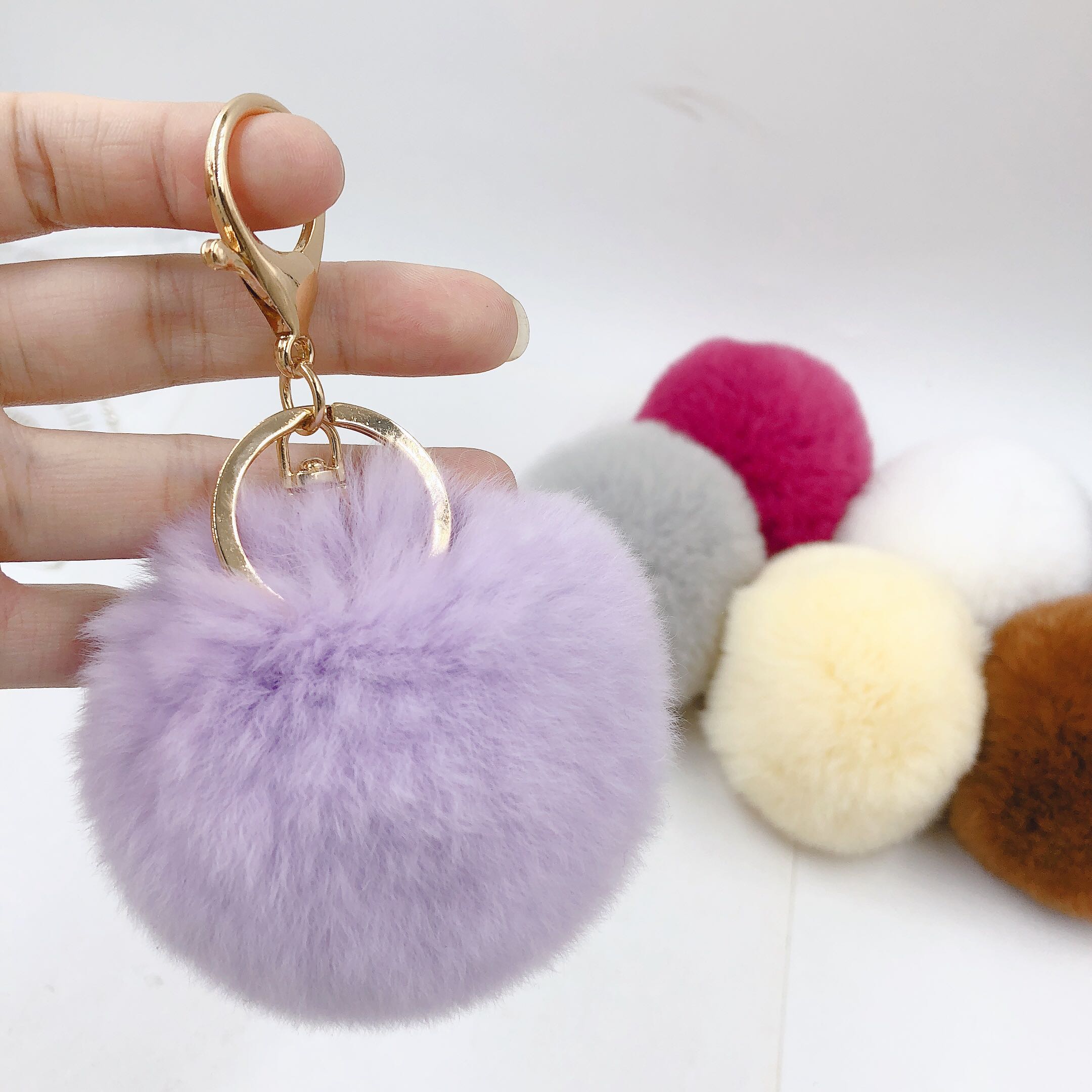 Faux Fur Pom Pom Keychain Charm
