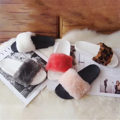 Faux Fur Slippers Women's Footwear