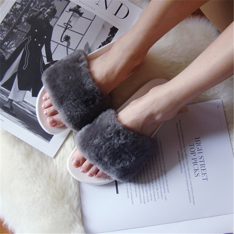 Faux Fur Slippers Women's Footwear