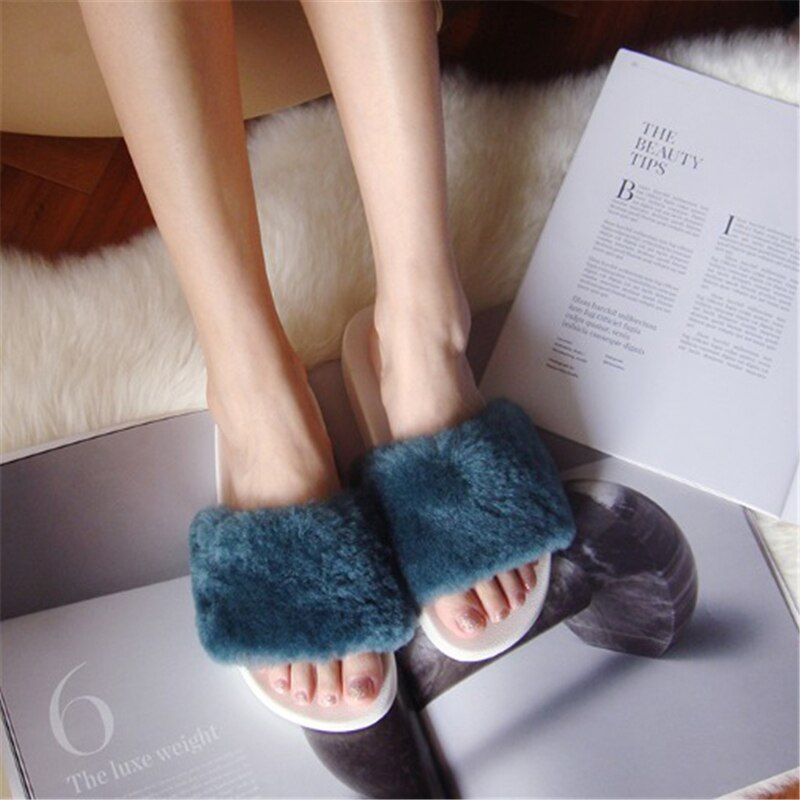 Faux Fur Slippers Women's Footwear