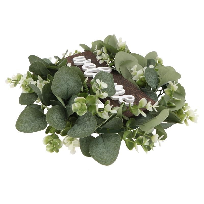Faux Leaf Wood Round Welcome Sign Faux Leaf Wood Round Welcome Sign
