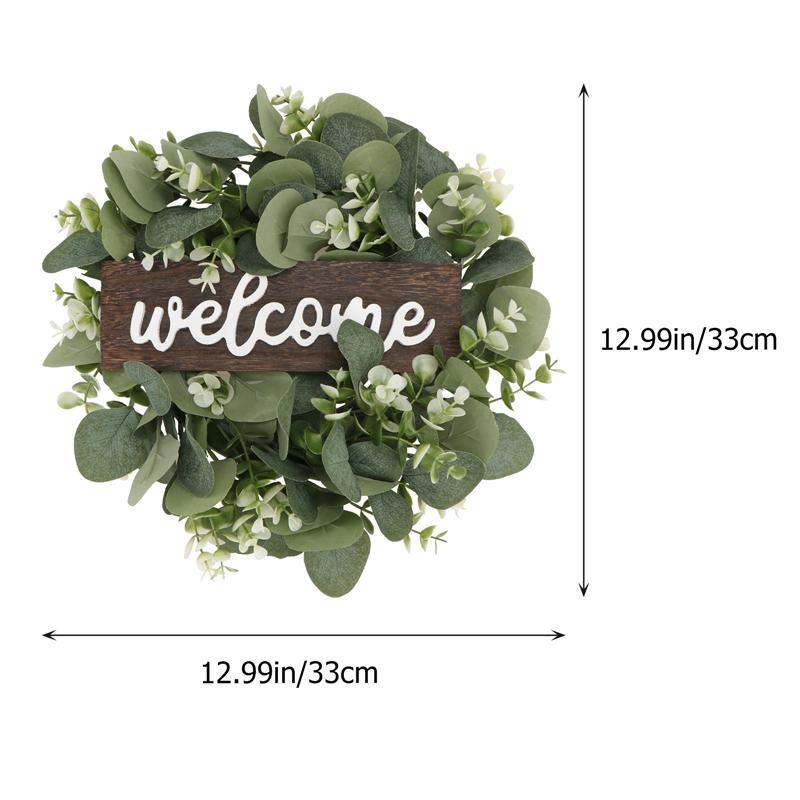 Faux Leaf Wood Round Welcome Sign Faux Leaf Wood Round Welcome Sign