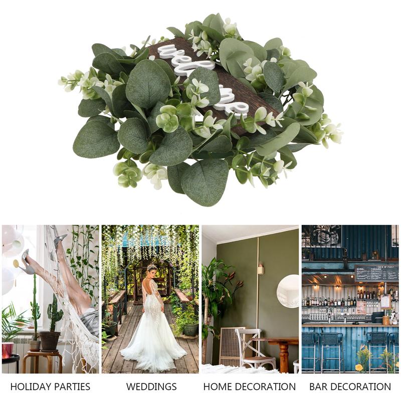 Faux Leaf Wood Round Welcome Sign Faux Leaf Wood Round Welcome Sign