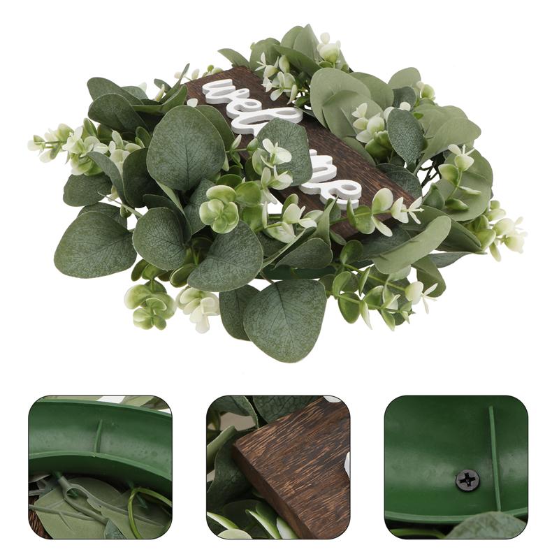 Faux Leaf Wood Round Welcome Sign Faux Leaf Wood Round Welcome Sign