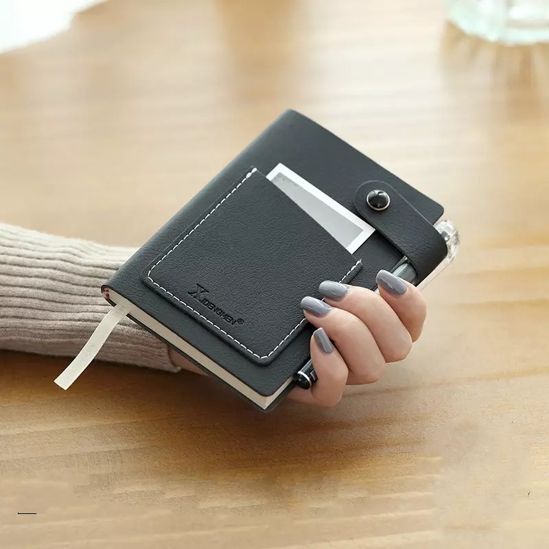 Faux Leather Pocket Journal with Ballpen