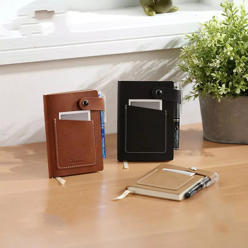 Faux Leather Pocket Journal with Ballpen