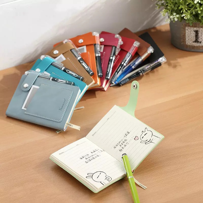 Faux Leather Pocket Journal with Ballpen