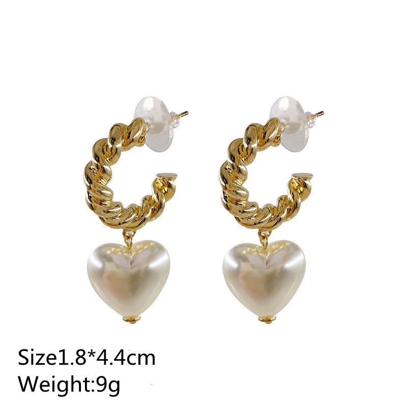 Faux Pearl Heart Shaped Drop Earrings Faux Pearl Heart Shaped Drop Earrings