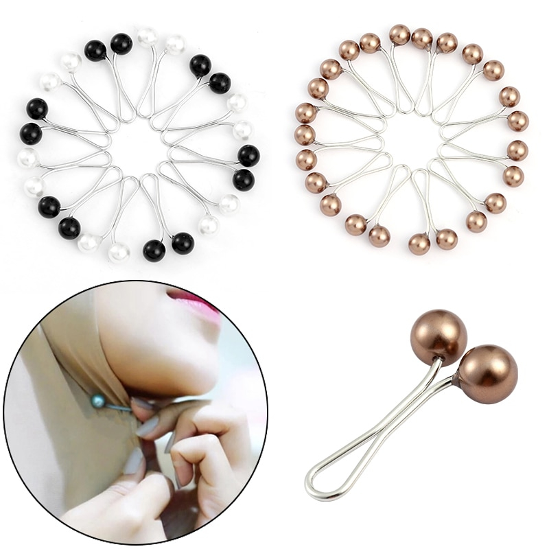 Faux Pearl Hijab Clips (12pcs)