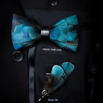 Feather Bow Tie Brooch Pin Set Feather Bow Tie Brooch Pin Set