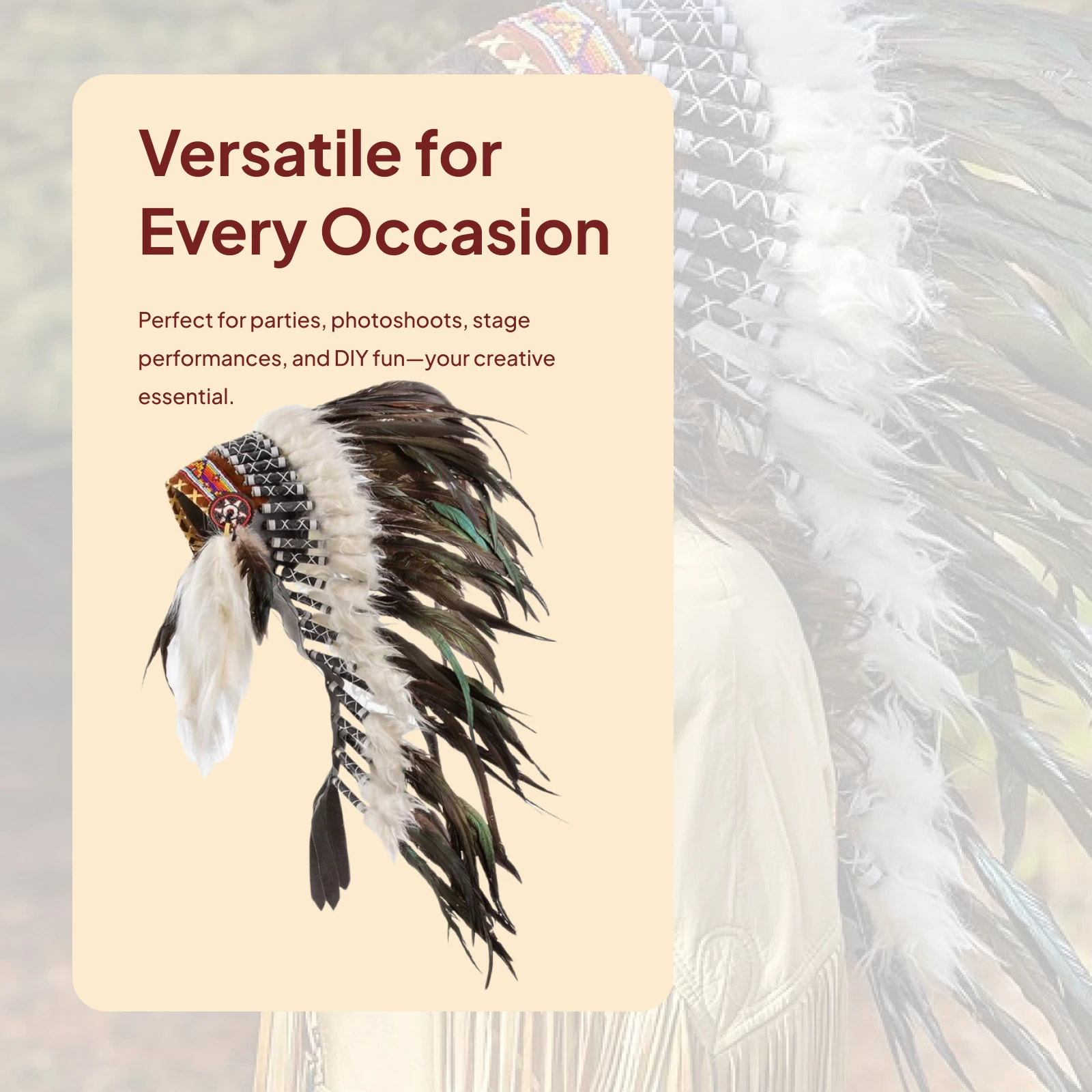 Feather Headdress Decoration Adults Carnival Native American Chief Headwear Indian Headdress for Carnival Performance