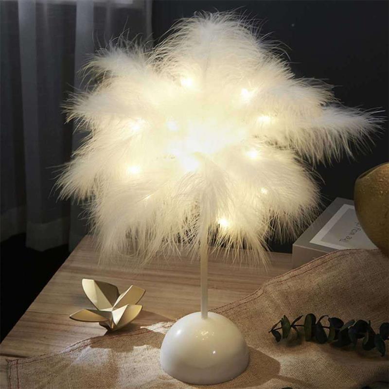 Feather Table Lamp Fluffy Decor
