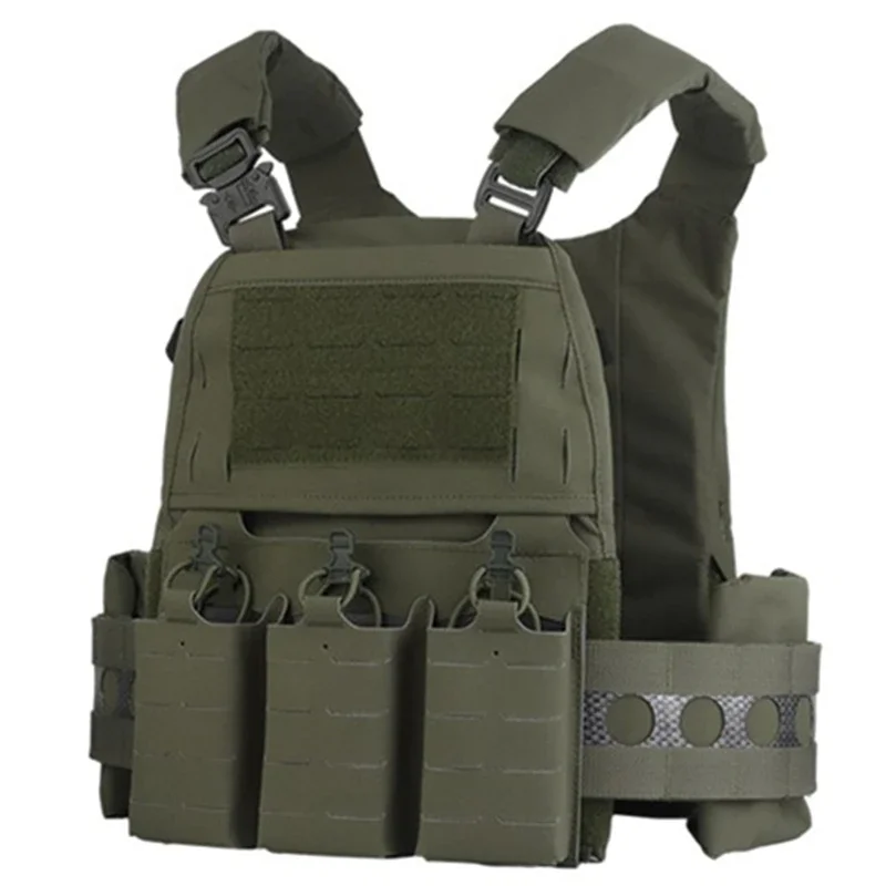 Ferro V5 FCPC Hunting Plate Carrier Modular Portable MOLLE Airsoft Training Triple Magazine Pouch With Zip On Back