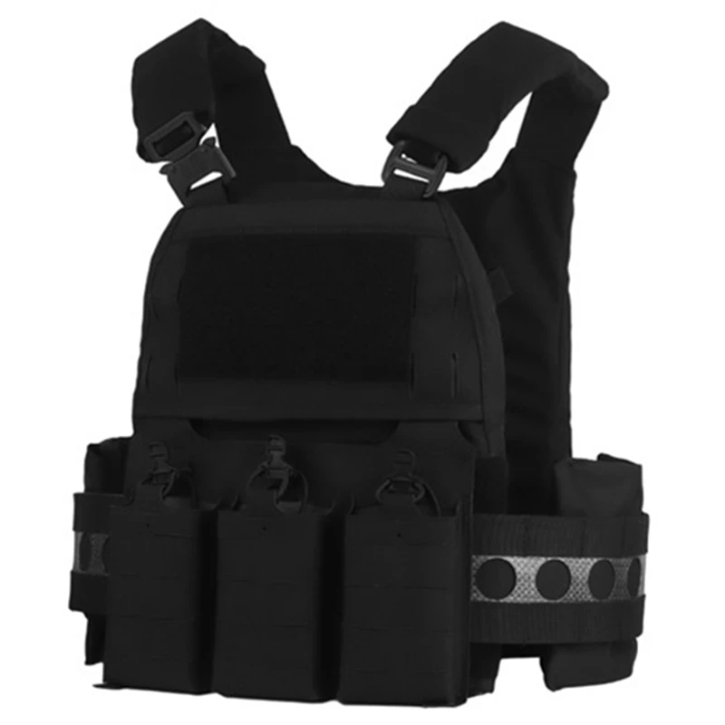 Ferro V5 FCPC Hunting Plate Carrier Modular Portable MOLLE Airsoft Training Triple Magazine Pouch With Zip On Back