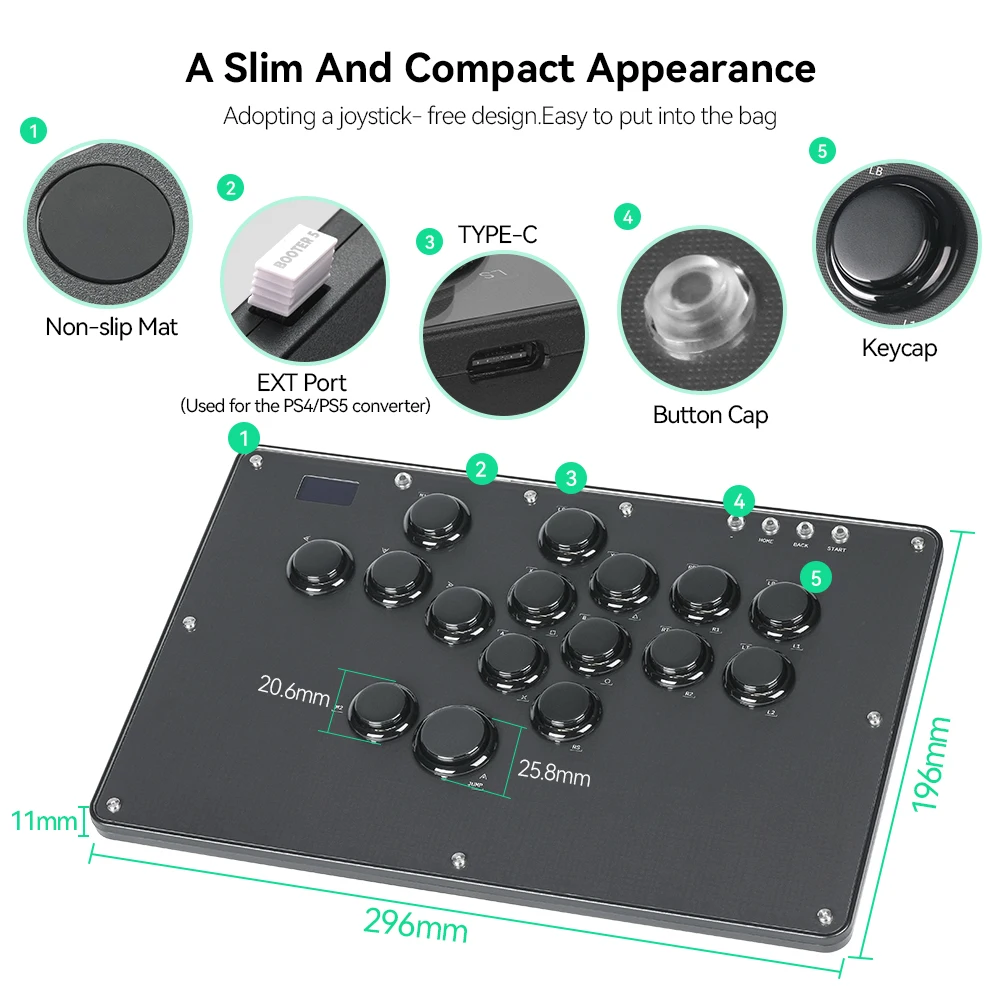 FightStick Joystick Arcade Hitbox Button Rim Leverless Controller For PC/PS4/PS5/Switch Control Arcade Stick Controller FightStick Joystick Arcade Hitbox Button Rim Leverless Controller For PC/PS4/PS5/Switch Control Arcade Stick Controller