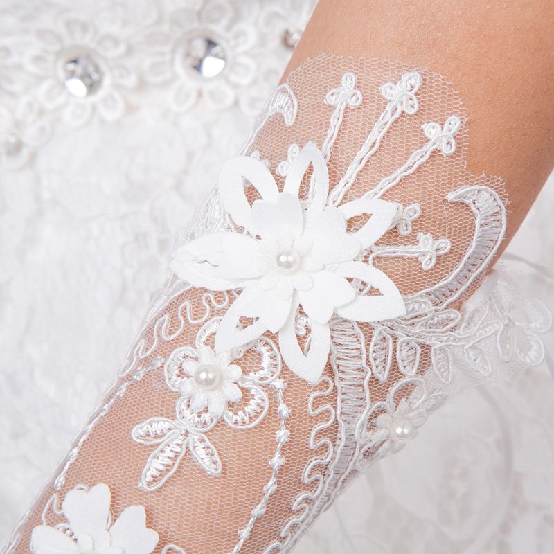 Fingerless Adjustable Lace Wedding Gloves