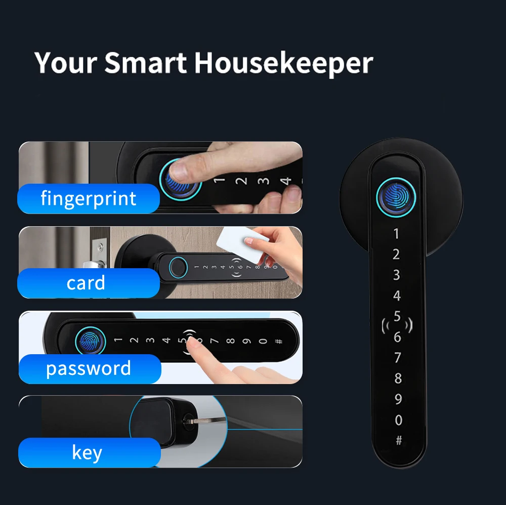 Fingerprint door lock with card keypad Smart door lock for bedroom Electronic lock with passcode App unlock for