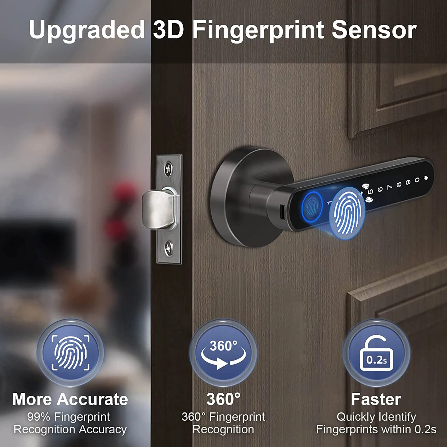 Fingerprint door lock with card keypad Smart door lock for bedroom Electronic lock with passcode App unlock for