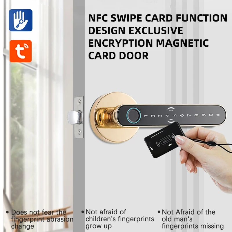 Fingerprint door lock with card keypad Smart door lock for bedroom Electronic lock with passcode App unlock for