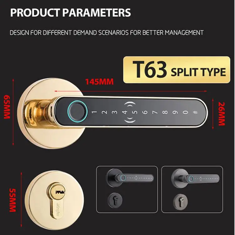 Fingerprint door lock with card keypad Smart door lock for bedroom Electronic lock with passcode App unlock for