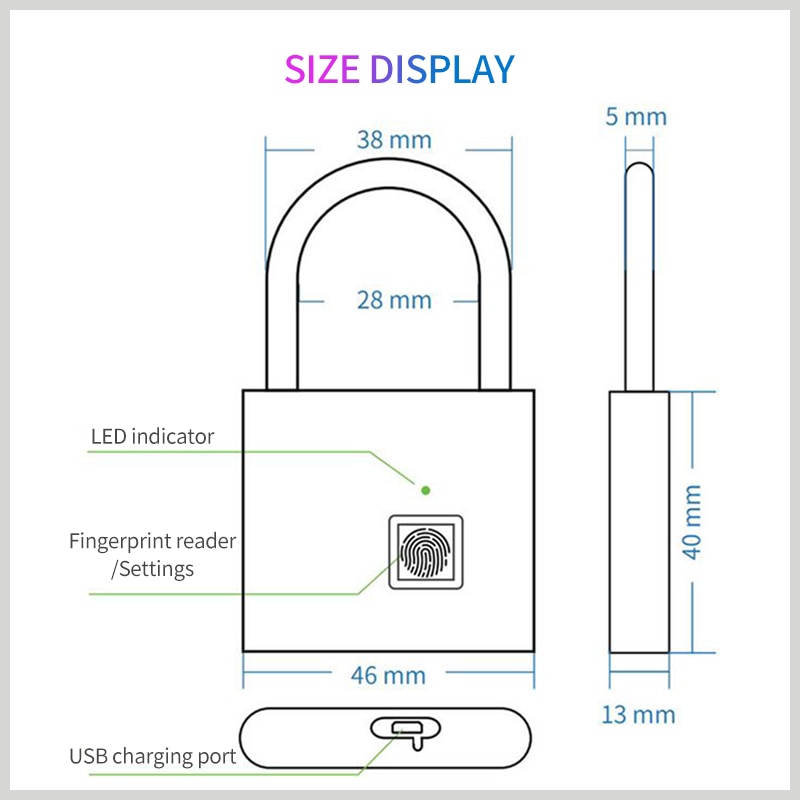 Fingerprint Smart Lock USB Padlock Fingerprint Smart Lock USB Padlock