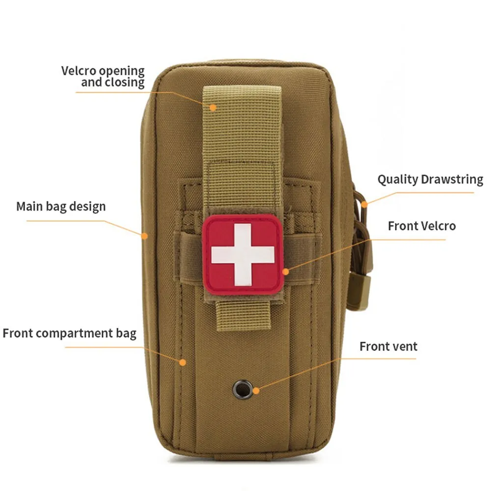 First Aid Kit Medical EDC Pouch Tactical Outdoor Medical Bag Tourniquet Scissors Waist Bag Military Fan Tactical