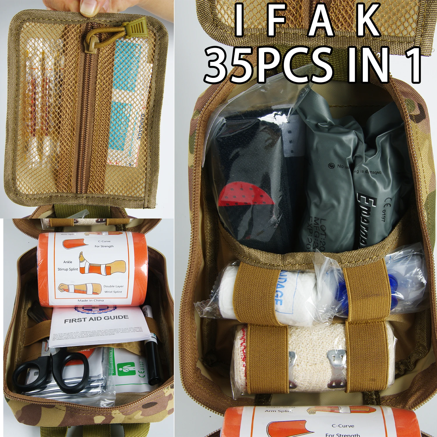 First Aid Survival Kit Tactical IFAK Pouch Supplied full set Molle Camping Kit with 18 EMT Items for Military Emergency First Aid Survival Kit Tactical IFAK Pouch Supplied full set Molle Camping Kit with 18 EMT Items for Military Emergency