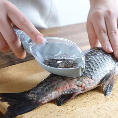 Fish Scales Graters Scraper Fish Cleaning Tool Scraping Scales Device with Cover Home Kitchen Cooking Fish Tool Kitchen