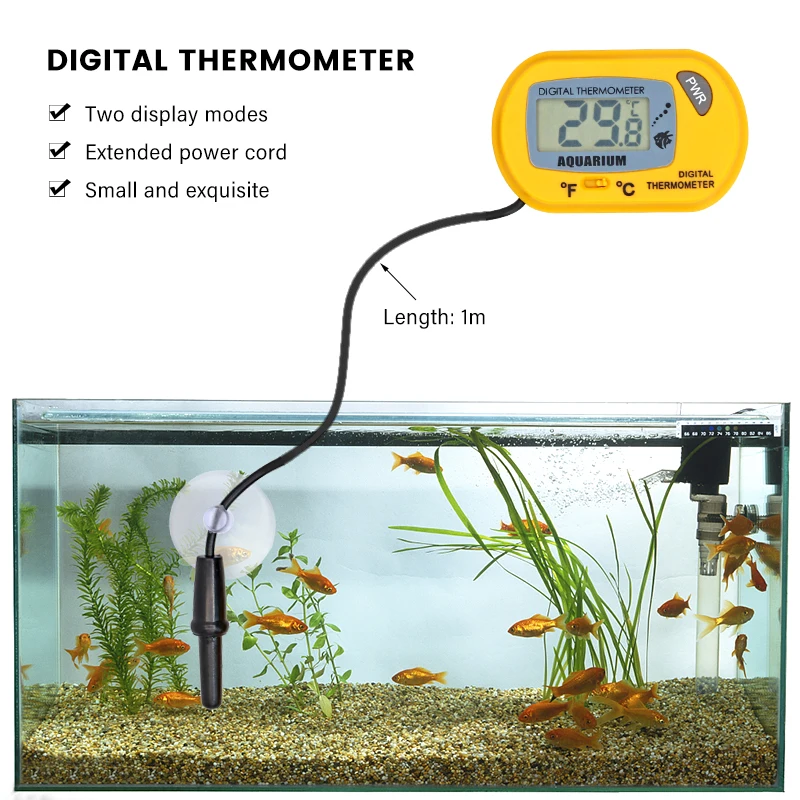 Fish Tank LCD Digital Aquarium Thermometer Temperature Water Meter Aquarium Temp Detector Fish Alarm Pet Supplies Tool Fish Tank LCD Digital Aquarium Thermometer Temperature Water Meter Aquarium Temp Detector Fish Alarm Pet Supplies Tool