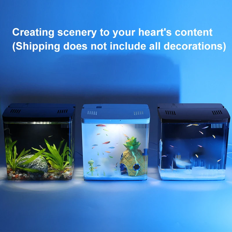 Fish Tank Living Room Small Mini Douyu Tank Household Tabletop Ecological Tank Self Circulating Back Filter Goldfish Fish Tank Living Room Small Mini Douyu Tank Household Tabletop Ecological Tank Self Circulating Back Filter Goldfish