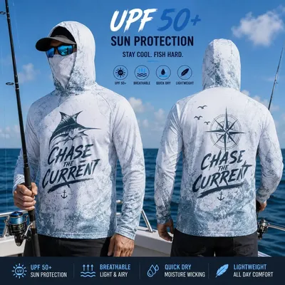 Fishing Hoodie Shirt Men Long Sleeve Protection Face Mask Quick Dry Sun Shirt Performance Fishing Jersey Sailfish Fishing Hoodie Shirt Men Long Sleeve Protection Face Mask Quick Dry Sun Shirt Performance Fishing Jersey Sailfish