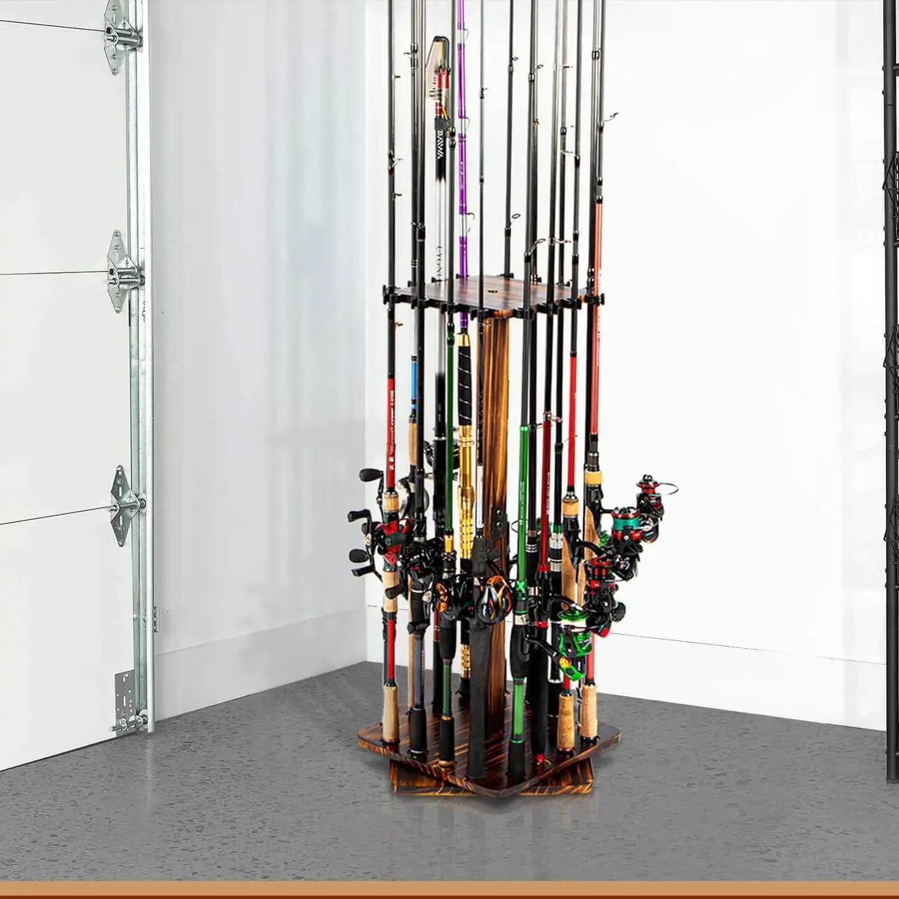 Fishing Rod Holders for Garage 360 Degree Rotating Fishing Pole Rack, Floor Stand Holds up to 16 Rods Fishing Rod Holders for Garage 360 Degree Rotating Fishing Pole Rack, Floor Stand Holds up to 16 Rods